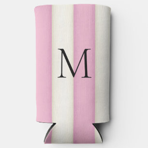 Rafraîchisseur Pour Canette Slim Pink & Antique White Stripes Monogramme