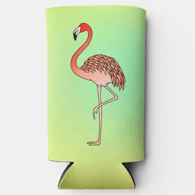Rafraîchisseur Pour Canette Slim Pink Flamingo Bird Lineart-57567 (Recto)