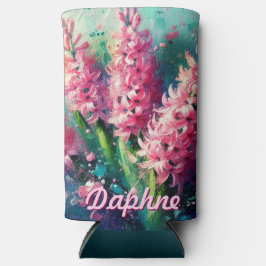 Rafraîchisseur Pour Canette Slim Pink Hyacinths Hyacinth Floral Personalized