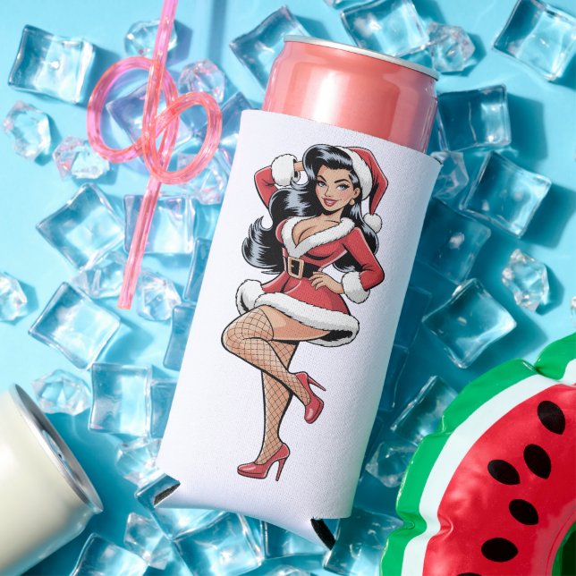 Rafraîchisseur Pour Canette Slim Pinup Santa Babe (Été in situ)