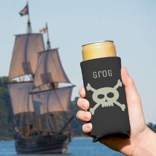 Rafraîchisseur Pour Canette Slim Pirate Drapeau Crâne et os croisés Personnalisé No