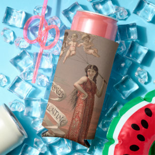 Rafraîchisseur Pour Canette Slim Prang's Valentine Cards AD, Woman & Cherubs