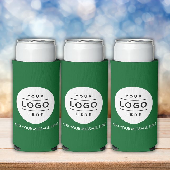 Rafraîchisseur Pour Canette Slim Promotion du logo d'entreprise personnalisé (Custom Business Logo Promotional Seltzer Can Cooler in forest green)