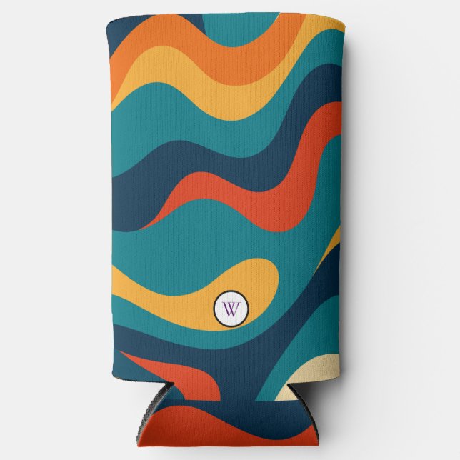 Rafraîchisseur Pour Canette Slim Retro Wavy Pattern Modern Abstract  (Recto)