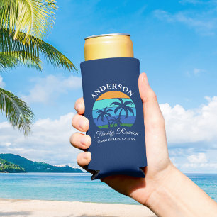 Rafraîchisseur Pour Canette Slim Reunion Famille Summer Beach Palm Trees Bleu