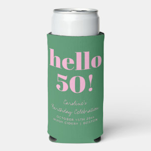 Rafraîchisseur Pour Canette Slim Rose gras et vert moderne 50e anniversaire personn