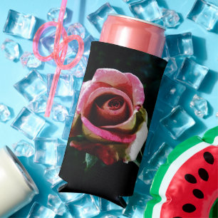 Rafraîchisseur Pour Canette Slim Rose rouge peinte à l'huile
