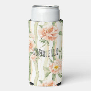 Rafraîchisseur Pour Canette Slim Roses Florales Romantiques Pêche Menthe