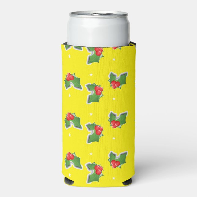 Rafraîchisseur Pour Canette Slim Saint de Noël sur jaune (Seltzer Recto)