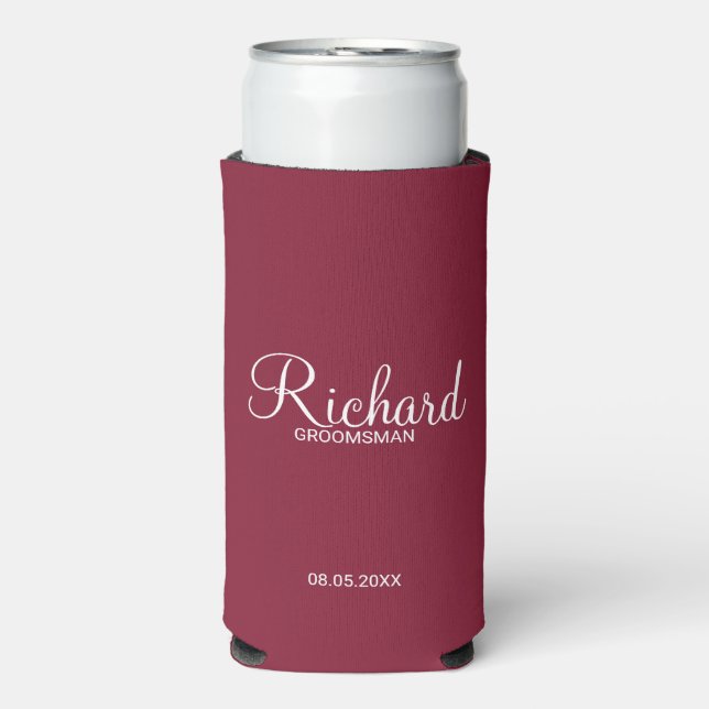 Rafraîchisseur Pour Canette Slim Script Moderne Cuisinière personnalisée (Seltzer Recto)
