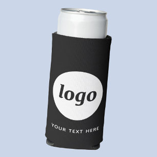 Rafraîchisseur Pour Canette Slim Simple Logo Texte Professionnel Promotionnel Noir