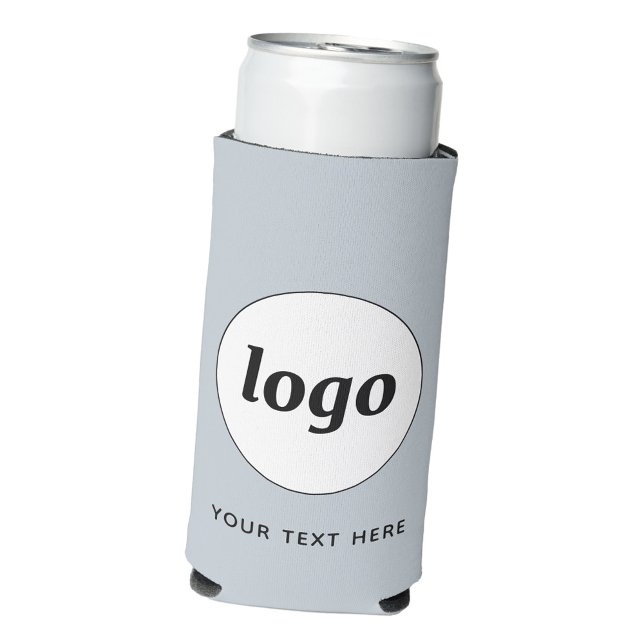Rafraîchisseur Pour Canette Slim Simple Logo Texte Professionnel Promotionnel Poudr (Simple logo with custom text business branding promotional seltzer can cooler in pale powder blue)