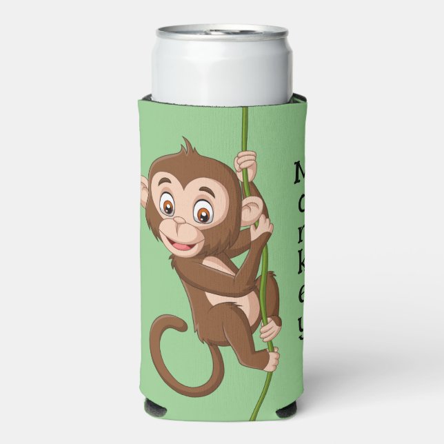 Rafraîchisseur Pour Canette Slim Singe sur une vigne Design Seltzer Can Cooler (Seltzer Recto)
