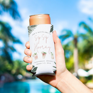 Rafraîchisseur Pour Canette Slim Sip Sip Hooray Personnalisé Bachelorette Party
