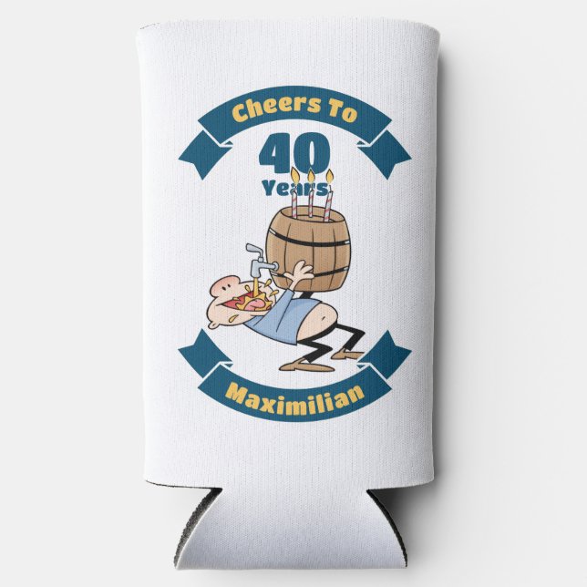 Rafraîchisseur Pour Canette Slim Soins À 40 Ans Drôle Bière Anniversaire Cartoon (Recto)