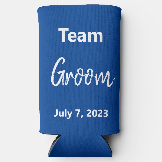 Rafraîchisseur Pour Canette Slim Team Groom - Bachelor Party - Faveurs de mariage (Recto)