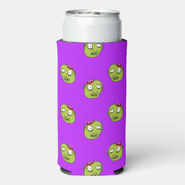 Rafraîchisseur Pour Canette Slim Tête de zombie vert fou pourpre (Seltzer Verso)