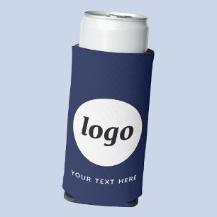 Rafraîchisseur Pour Canette Slim Texte de logo simple Entreprise Promotionnel Bleu
