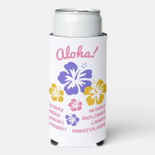 Rafraîchisseur Pour Canette Slim Texte personnalisé Îles Hawaii
