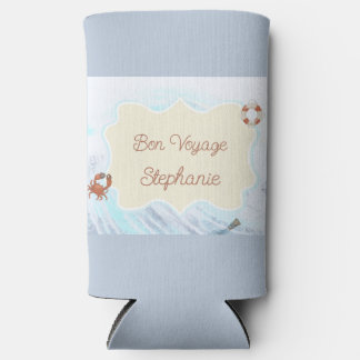Rafraîchisseur Pour Canette Slim Thème Océan Bon Voyage Personnalisé avec Nom