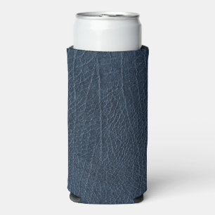 Rafraîchisseur Pour Canette Slim Tissu bleu cuir Tartan Crocodile peau
