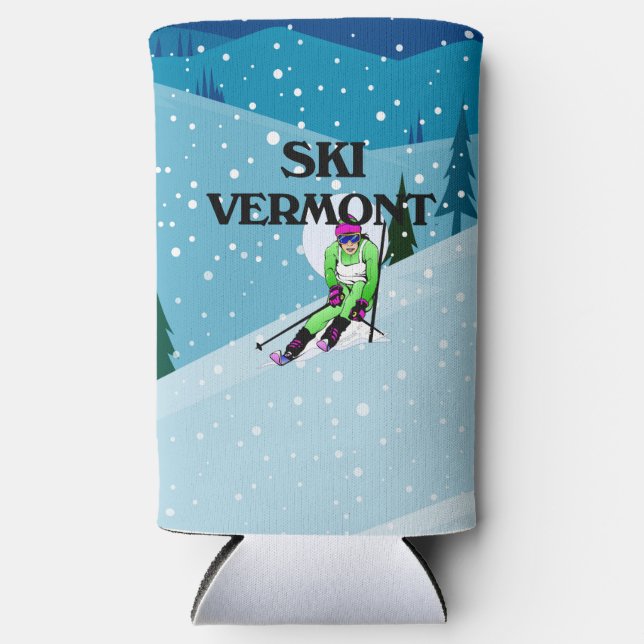 Rafraîchisseur Pour Canette Slim TOP Ski Vermont (Recto)