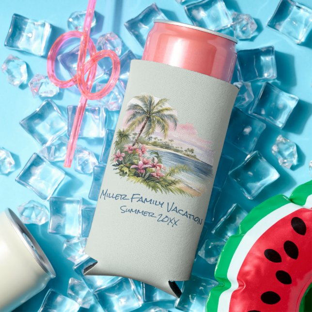 Rafraîchisseur Pour Canette Slim Tropical Family Vacances Réunion Commémorative (Été in situ)