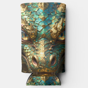 Rafraîchisseur Pour Canette Slim Un dragon mystique turquoise et or