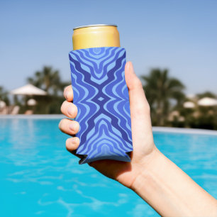 Rafraîchisseur Pour Canette Slim Vagues bleues réfléchissantes Design abstrait mode