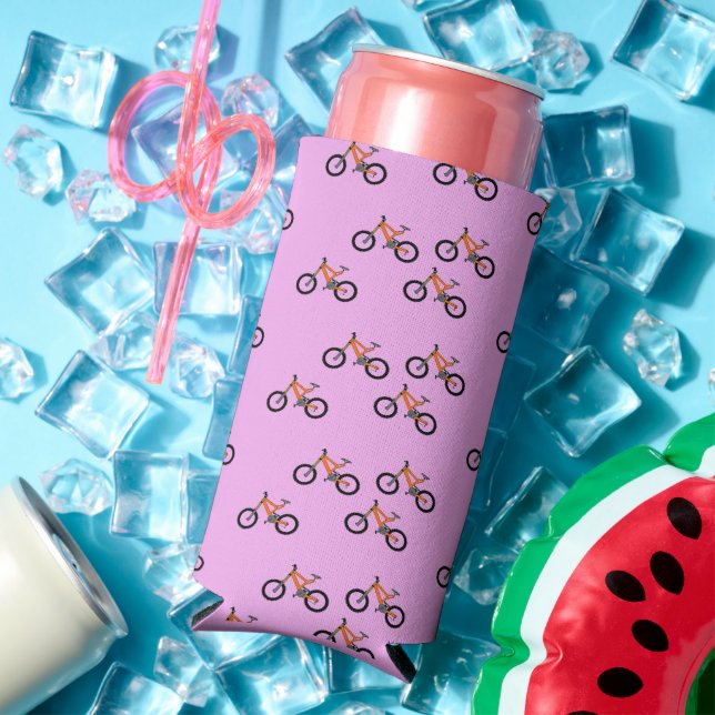 Rafraîchisseur Pour Canette Slim Vélos motif sur rose (Été in situ)