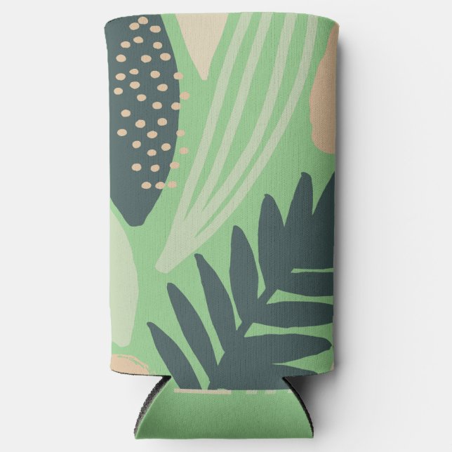 Rafraîchisseur Pour Canette Slim Vert Motif d'art feuillu (Recto)