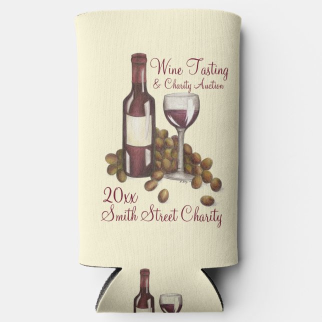 Rafraîchisseur Pour Canette Slim Vin Rouge Bouteille de raisins Vignoble (Recto)