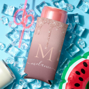 Rafraîchisseur Pour Canette Slim Votre nom Le texte peut refroidir Rose Parties sci