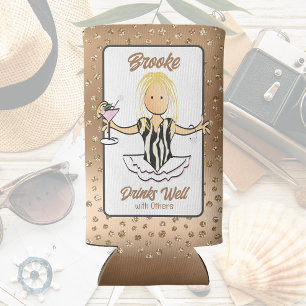 Rafraîchisseur Pour Canette Slim Voyage de filles Blonde féminine Cartoon Vacances 