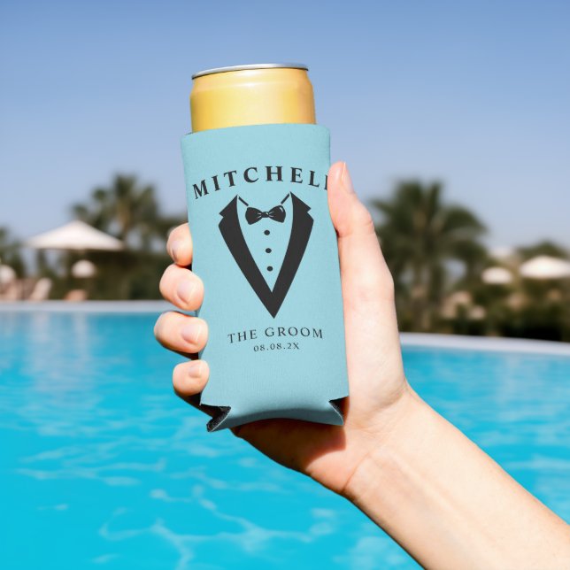 Rafraîchisseur Pour Canette Slim Wedding Tuxedo Personalized The Groom (Piscine in situ)