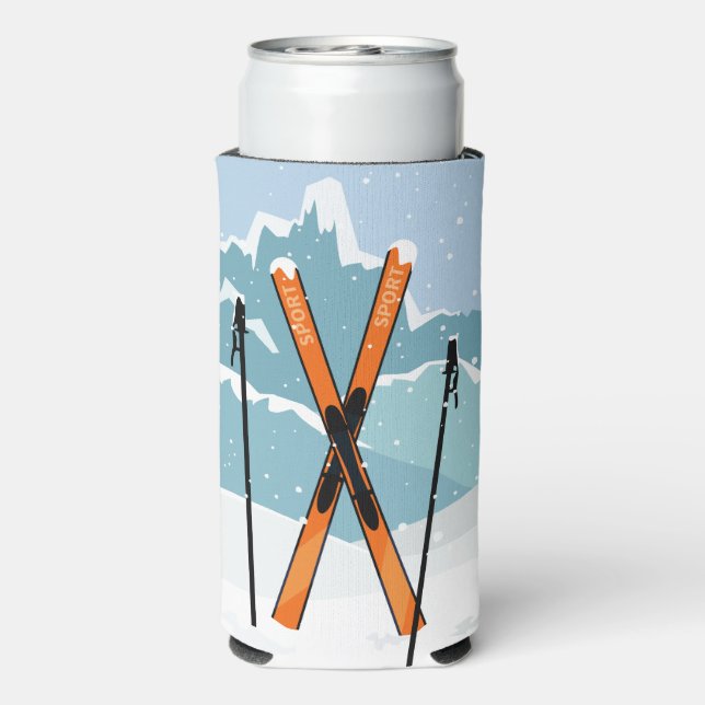 Rafraîchisseur Pour Canette Slim Winter Ski nom personnalisé (Seltzer Verso)
