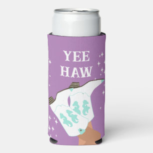 Rafraîchisseur Pour Canette Slim Yee Haw Western Rodeo Bottes de cowboy Lilac