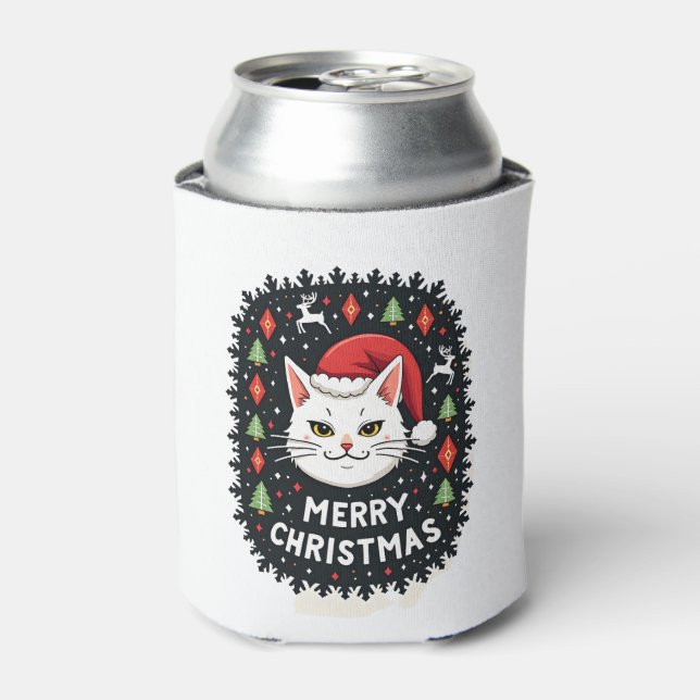 Rafraîchisseur Pour Canette Smudge Cat Ugly Christmas Sweater  (2) (Can devant)