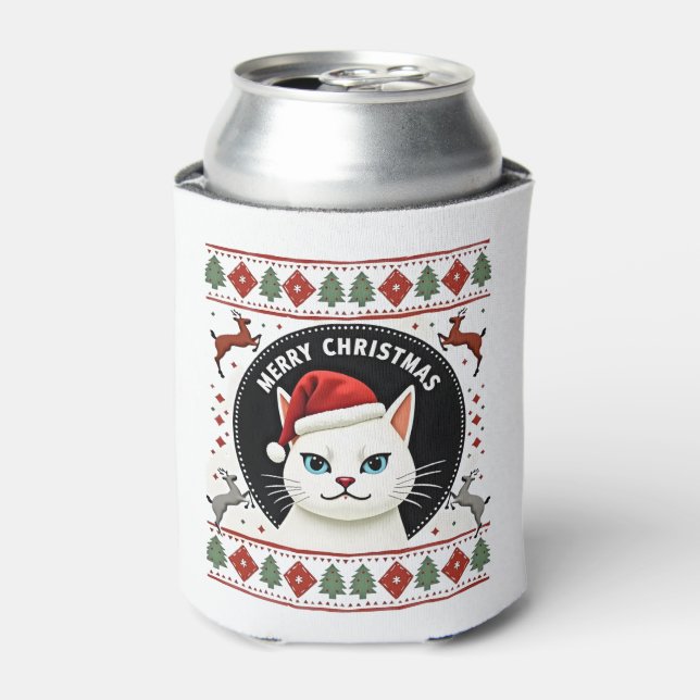 Rafraîchisseur Pour Canette Smudge Cat Ugly Christmas Sweater  (3) (Can devant)
