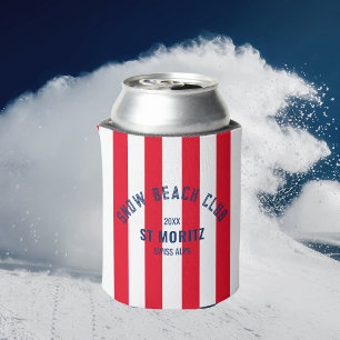 Rafraîchisseur Pour Canette Snow Beach Club Red Cabana Stripe hiver