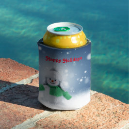 Rafraîchisseur Pour Canette Snowman avec une écharpe verte