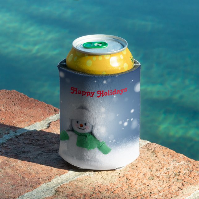 Rafraîchisseur Pour Canette Snowman avec une écharpe verte (Piscine in situ)