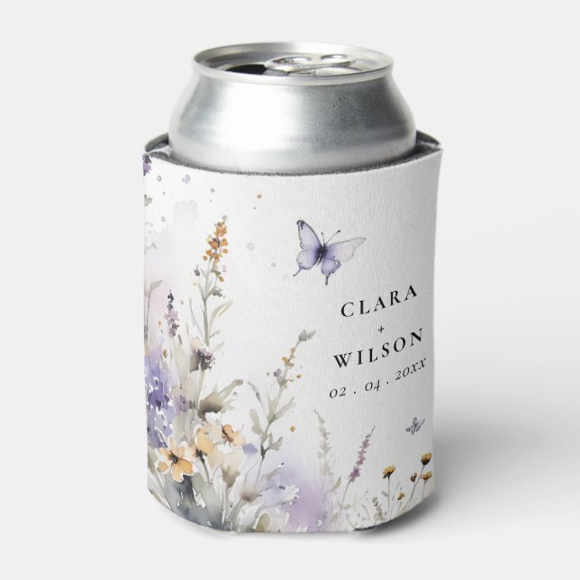 Rafraîchisseur Pour Canette Soft Lilac Fleur sauvage Butterfly Garden Mariage (Can devant)