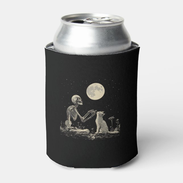 Rafraîchisseur Pour Canette Squelette Chat Pleine lune Mystique Gothique Dark  (Can devant)