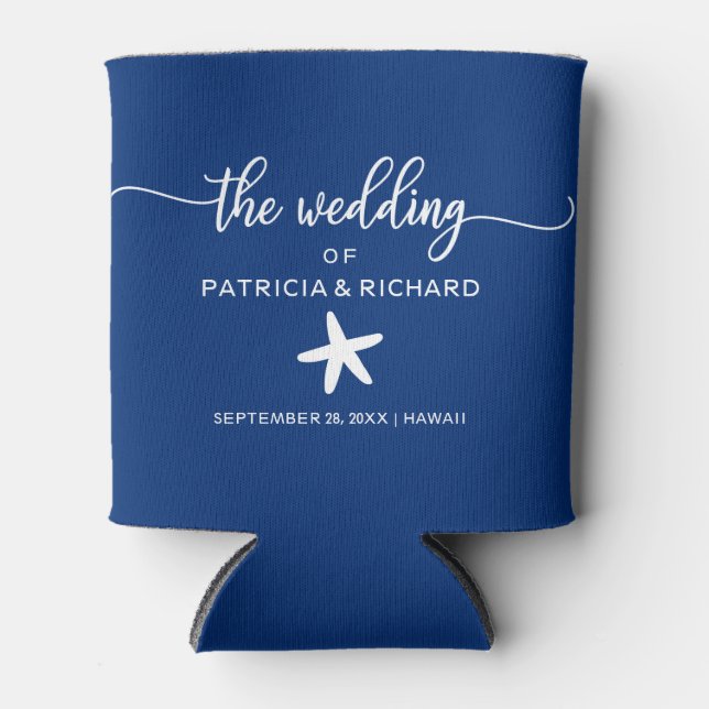 Rafraîchisseur Pour Canette Starfish Beach Destination Mariage Marine Blue (Devant)