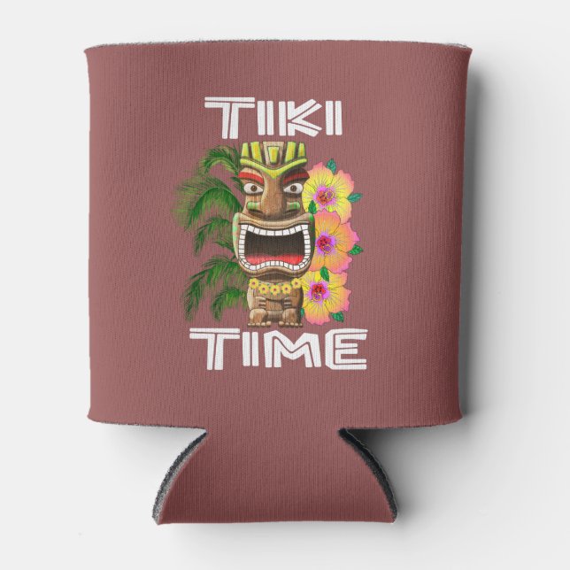 Rafraîchisseur Pour Canette Statue de Tiki des îles Hawaiiennes (Devant)