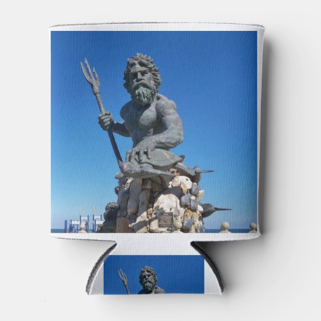 Rafraîchisseur Pour Canette Statue du roi Neptune à Virginia Beach (Devant)