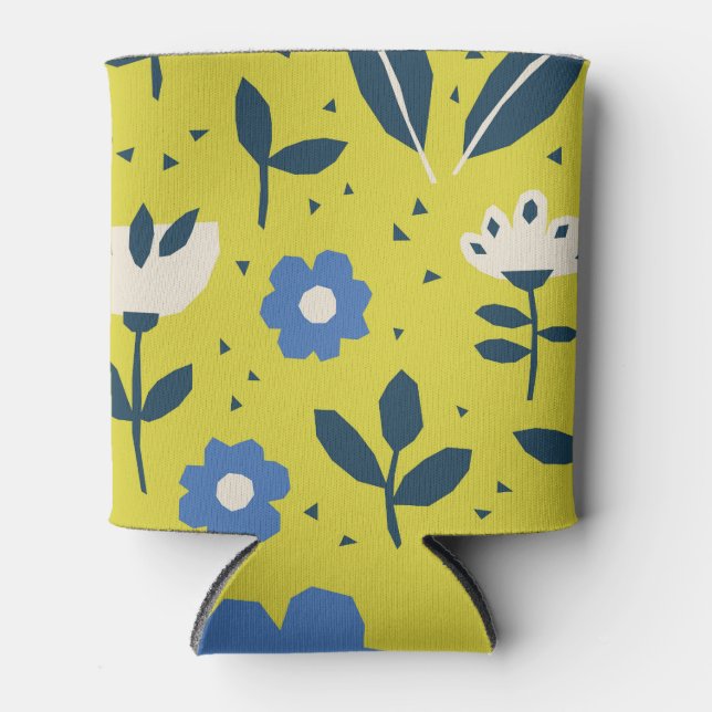 Rafraîchisseur Pour Canette Style scandinave, motif sans couture fleurie. (Devant)