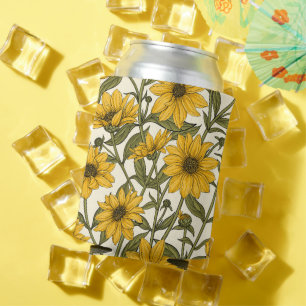 Rafraîchisseur Pour Canette Sunroot, tournesol sauvage sur blanc