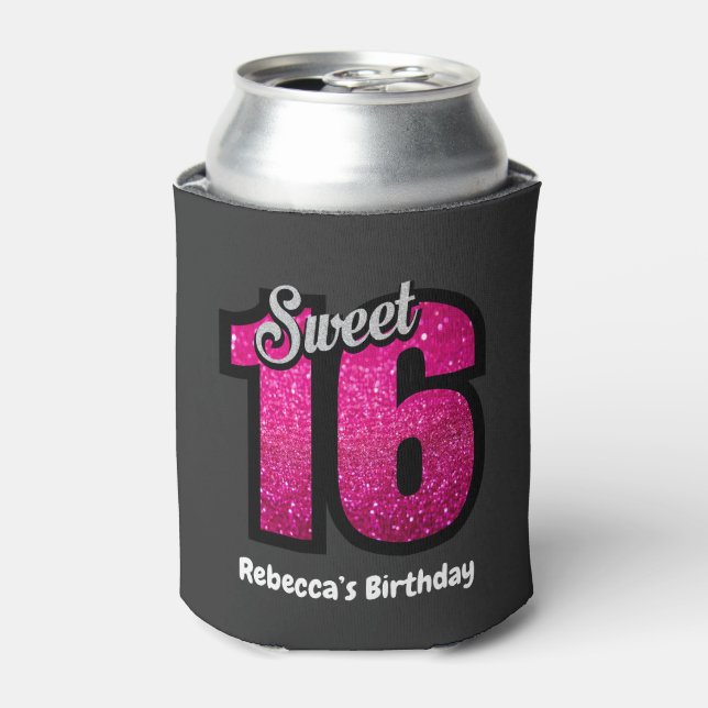 Rafraîchisseur Pour Canette Sweet 16 Anniversaire Personnalisé (Can devant)